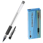 Ручка гелевая " Basir " черная 0,5мм, толщина письма 0,25мм, резиновый держатель, металлический наконечник, прозрачный корпус, колпачок с клипом в цвет чернил