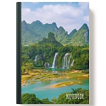 Записная книжка А5 7БЦ 160л " Академия Групп " Горный водопад, клетка, обложка - глянцевый ламинированный картон, офсет, сшивка