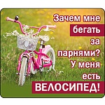 Магнит виниловый " Хорошо " 918 Зачем мне бегать за парнями?...- гламурный велосипед, 70*60мм