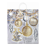 Пакет Новогодний ПЭ " Интерпак " с пластиковой ручкой ПВД, 40*44см 100мкм Блики