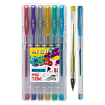 Набор гелевых ручек " deVente " Cosmo Metallic 6цв, 0,1мм, металлик, прозрачный корпус, сменный стержень, ПВХ, европодвес