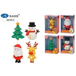 Ластик-игрушка " Basir " Новогодний, 10,3*7,2*4,5см, 4 дизайна, конструктор: Дед Мороз, Cнеговик, Олень, Елка (без возможности выбора дизайна)пластиковая упаковка, европодвес