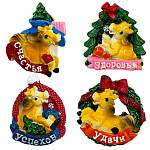 Символ года " KWELT " магнит Жеребенок и пожелания к новому году, 4,8*6см, 4 дизайна (без возможности выбора дизайна), полистоун, пакет