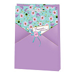 Пакет бумажный " Мир открыток " 18*22,7*10см Цветы на голубом, ламинированный