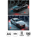 Альбом А4 48л спираль" Проф-Пресс " Черно-белый автодуэт, обложка- мелованный картон, твин-лак, блок- офсет 100г/м2, 2 дизайна в спайке