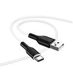 Кабель сетевой USB - Type-C " Borofone " BX63 Charming белый с черной вставкой, круглый,1м, 3А, пластик