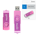Флеш-диск " SmartBuy " 4GB Twist розовый USB 2.0, металл/пластик