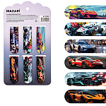 Набор магнитных закладок " Mazari " Авто, 58*20мм, 6шт, ассорти (без возможности выбора дизайна), пакет, европодвес
