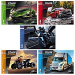 Альбом А4 24л спираль " Hatber " World of motors (ассорти), обложка- мелованный картон, блок-офсет 100г/м2, отрывные листы, 5 дизайнов в спайке
