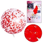 Шар латексный " KWELT " 20"/50см Bobo прозрачный с красными конфетти