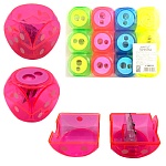 Точилка " KWELT " пластиковая Dice прозрачная 2 отверстия, с контейнером, цвет ассорти, пластиковая упаковка