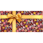 Конверт для денег " Открытая планета " 425 Без названия-  Цветы, желтый бант, 168*84мм, золотые блестки в лаке, без текста