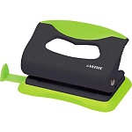 Дырокол на 10л " deVente " Monochrome металл/пластик, противоскользящая резиновая вставка, встроенная линейка со шкалой, съемный поддон для конфетти, черный с неоновым зеленым