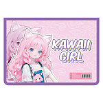 Папка " Пчелка " А4-29 (325*230*55мм) молния сверху Девочка кошка, печать на пластике