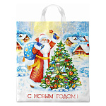Пакет Новогодний ПЭ " Интерпак " с петлевой ручкой ПНД, 38*42см 40мкм Волшебный момент