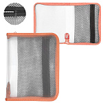 Папка " Пчелка " МАЛЫЙ ФОРМАТ А5-10 (230*190*25мм) молния вокруг персиковая, дополнительный карман из сетки, прозрачный пластик