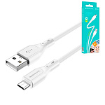 Кабель сетевой USB - micro USB " Borofone " BX66 Wide белый, круглый, 1м, 2,4А, силикон