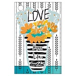 Бирка для букетов и подарков " Мир поздравлений " 025 Love, Ваза с букетом цветов, 70*46мм, дизайнерская бумага, фольга