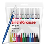 Фломастеры " Erich Krause " Light 12цв смываемые, на водной основе, круглые, вентилируемый колпачок, ПВХ упаковка, европодвес