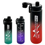 Бутылка для воды " KWELT " 800мл, Sports, с мерной шкалой, пластик, ассорти (без возможности выбора цвета), крышка-защелка, петелька для переноски