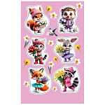 Наклейки " Мир открыток " 0-11 А6 Зверята с цветами, без отделки