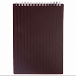 Блокнот с пластиковой обложкой А5 спираль сверху 80л " Hatber " Velvet, Бордо, клетка