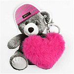 Брелок меховой " Феникс " Мишка в шапочке, 9*9см, карабин, подвес- сердце, металлическое кольцо, искусственный мех, пакет, европодвес