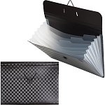 Папка на резинке " deVente " А4 7 отделений Total Black, пластик 0,6мм, внутренние карманы 0,17мм, фактура "шахматная доска"