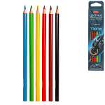 Карандаши цветные деревянные Tronix 06цв " Hatber " трехгранные, картонная упаковка, европодвес