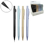 Карандаш механический " KWELT " 0,5мм непрозрачный пластиковый корпус, рифленый держатель, 4 цвета корпуса, с металлическим клипом, шоубокс