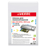 Пленка для ламинирования с клеевым слоем " deVente " А4 0,1мм, глянцевая, 100л, 216*306мм