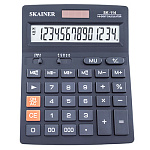 Калькулятор настольный 14 разрядов " Skainer " SK-114, 140*176*45мм, двойное питание, черный