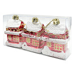 Ёлочное украшение " KWELT " Домик 5,5*7см 3шт, пластиковая упаковка 16,5*8*3,5см