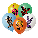 Шар латексный с рисунком " Браво " 12"/30см Друзья Фредди, ассорти из 4 цветов, 5 дизайна