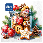 Салфетки Новогодние бумажные 3-слойные " Pero " Prestige Сладкое настроение 20шт, 100% целлюлоза, 33*33см