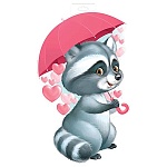 Плакат фигурный " Империя поздравлений " 933 А3 Енот под зонтом, без отделки