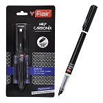 Ручка перьевая " Flair " Carbonix Inky синяя 0,7мм, 2 сменных катриджа XL, блистер, европодвес