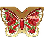 Открытка " Праздник " 070 Без названия- Бабочка, 80*55мм, фольга золотая, вырубка, текст