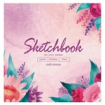 Скетчбук, крафт-бумага 78г/м2, 160*160мм, 40л, спираль, без линовки, обложка - мелованный картон, лен, жесткая подложка, " Миленд " Цветы