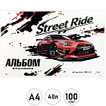 Альбом А4 40л " Феникс " Красная машина, на скобе, обложка- мелованный картон, сплошной глянцевый УФ-лак, блок- офсет 100г/м2