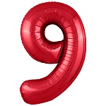Шар фольгированный " Браво " 40"/102см Цифра-9 красный, в упаковке