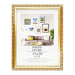 Фоторамка " KWELT " пластиковая 15*20см Золото с рельефным узором, акриловое стекло 0,5мм, ширина багета - 16мм