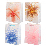 Пакет бумажный " Basir " 26*32*11,5см Цветы абстракция, ассорти (без возможности выбора дизайна), ламинированный