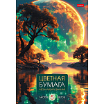 Бумага цветная А4 металлизированная, 5л 5цв " Hatber " Лунная ночь, в папке