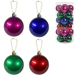 Набор шаров " KWELT " d=3,5см 20шт, ассорти (глянцевые), пластиковый тубус