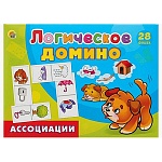 Игра настольная " Рыжий кот " Домино логическое Ассоциации, состав: 28 фишек с картинками 3,5*7см, картонная упаковка 25*7,5*3см, от 3лет