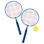 Набор для бадминтона " Рыжий кот " 2 ракетки металлические, короткая ручка, 1 волан, 1 цветной шарик, в сетке