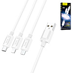 Кабель сетевой USB - Lightning, Type-C, micro USB " Hoco " X74 белый, круглый, 1м, 2,4A, силикон