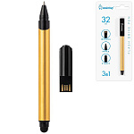 Флеш-диск - ручка - стилус " SmartBuy " 32GB золотистая USB 2.0, металл, блистер