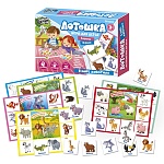 Игра настольная " Русский стиль " Лото Лотошка В мире животных: 6 карточек, 48 фишек, инструкция, от 3лет, картонная упаковка 19*25*6см